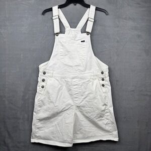Lee Women White Denim Shortalls Overalls Jumpsuit Size L